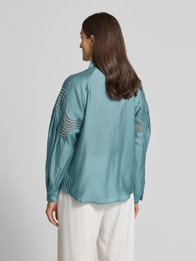 Copenhagen Muse Bluzka koszulowa z krytą listwą guzikową model ‘MOLLY’ Petrol 5