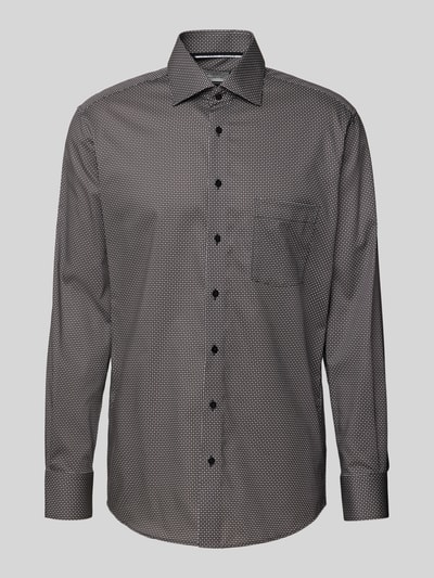 ETERNA Modern fit zakelijk overhemd van katoen met kentkraag Zwart - 2