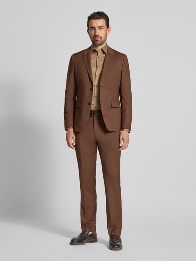 Jake*s Slim Fit Business-Hemd mit Kentkragen Dunkelbraun 1