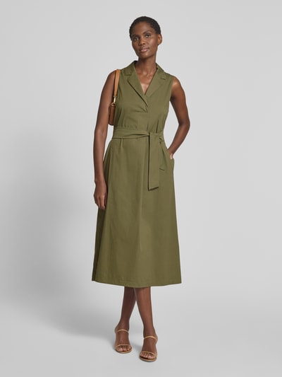 ROBE LÉGÈRE Sukienka midi z kołnierzem z połami Khaki 1