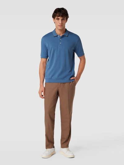 Marc O'Polo Regular fit poloshirt met contraststrepen Rookblauw - 1