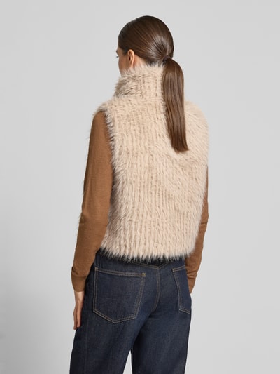 Amber & June Bodywarmer van imitatiebont met opstaande kraag Beige - 5
