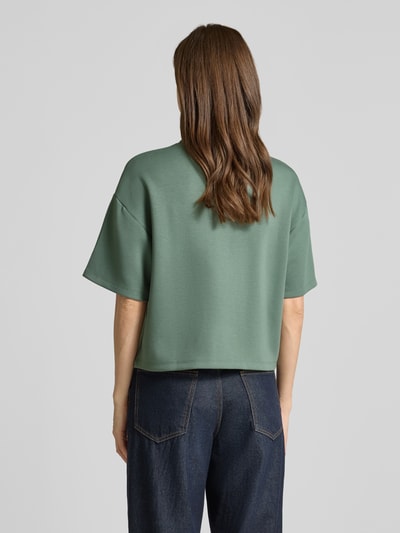 MSCH Copenhagen Boxy fit sweatshirt van viscosemix met 1/2-mouwen Kaki - 5