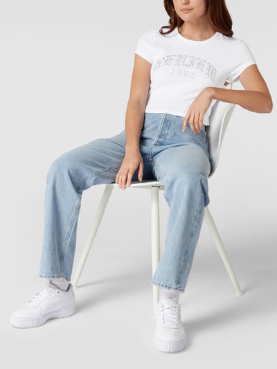 REVIEW Cropped T-Shirt mit Label-Applikation Weiß 1