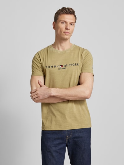 Tommy Hilfiger T-shirt met labelstitching Olijfgroen - 4