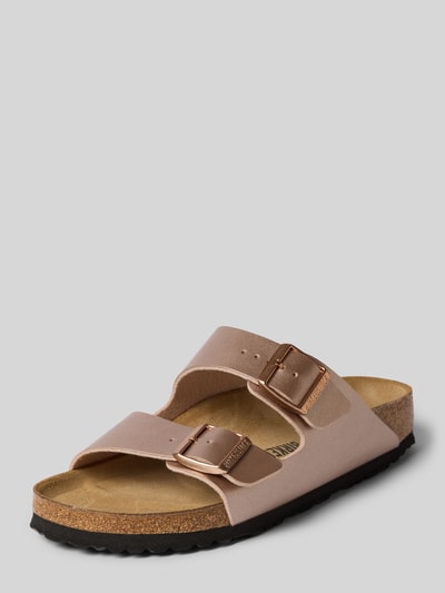 Produktfoto, Slipper mit Logo-Detail Modell 'Arizona' von Birkenstock, zaokrąglony krój, detal z logo, otwarta podeszwa, lekko profilowana podeszwa, wysokość obcasa w rozmiarze 40: 3 cm