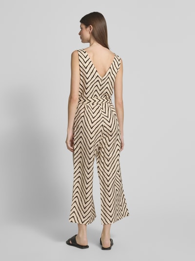 Tom Tailor Regular fit jumpsuit met strikceintuur Beige - 5