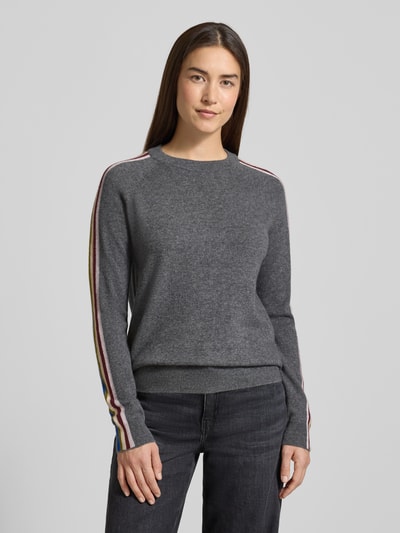 Jake*s Casual Gebreide pullover van kasjmier met contraststrepen Donkergrijs gemêleerd - 4
