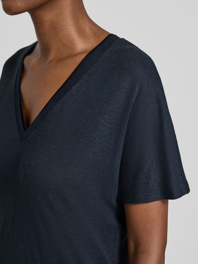 BOSS T-shirt z dekoltem w serek model ‘Eylina’ Granatowy 3