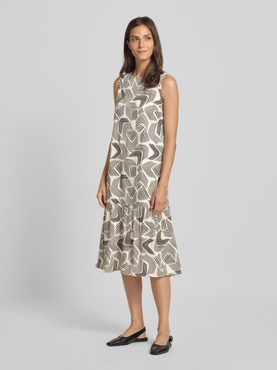 OPUS Sukienka midi z wiskozy model ‘Wicy move’ Piaskowy 1