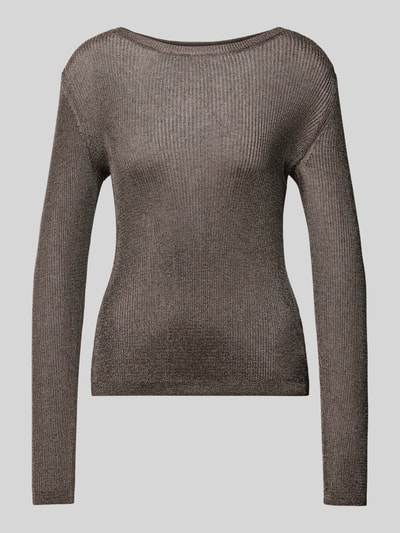 Gestuz Gebreide pullover met extra brede schouders, model 'Silvi' Antraciet gemêleerd - 2