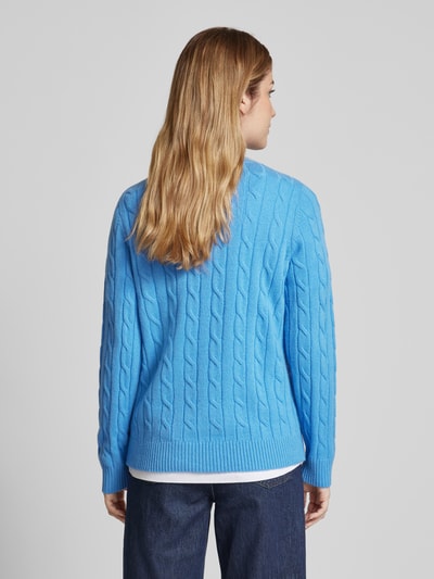 Gant Strickpullover mit Zopfmuster Hellblau 5