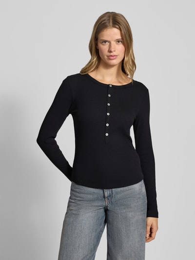 G-Star Raw Slim Fit Longsleeve mit Rundhalsausschnitt und Knopfleiste Black 4