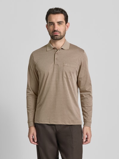 RAGMAN Regular Fit Poloshirt mit Brusttasche Modell 'Fineliner' Sand 4