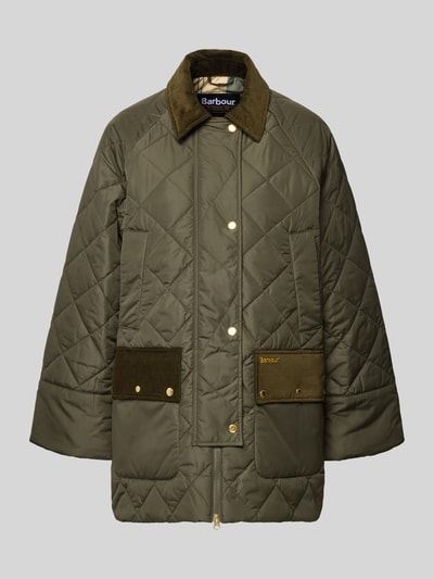 Produktfoto, Regular Fit Steppjacke mit Cord-Details Modell 'ALDBURGH' von Barbour, Optik: unifarben, Umlegekragen, Materialverarbeitung: Stepp