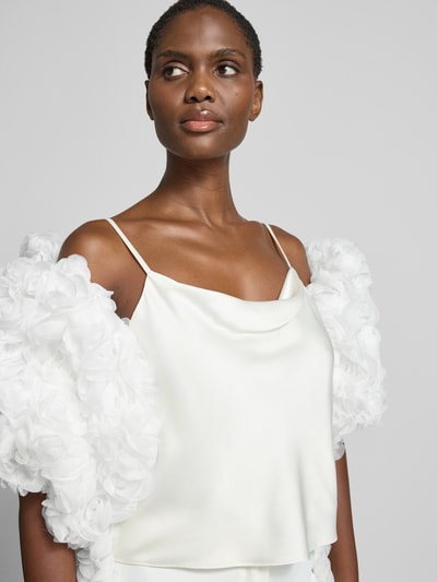 LUXUAR FASHION Bruidscape in maxilengte met florale siergarnering Offwhite - 3