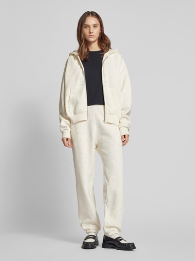 Review Sweatjacke mit Label-Print Offwhite 1