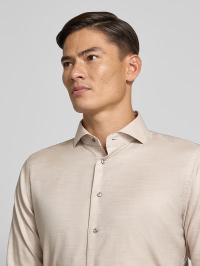 Profuomo Slim fit zakelijk overhemd met haaikraag Zand - 3