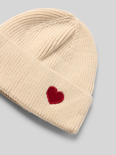 Kurt Beines Gebreide muts met motiefstitching, model 'Happy Heart' Beige - 2