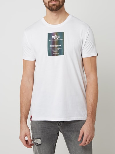 Alpha Industries T-shirt z bawełny model ‘Rainbow’ Biały 4