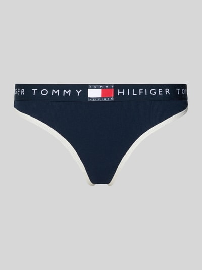 Produktfoto, String aus Baumwoll-Mix von TOMMY HILFIGER in Two-Tone-Optik mit Label-Patch, elastischer Logo-Bund, Feinripp-Struktur.