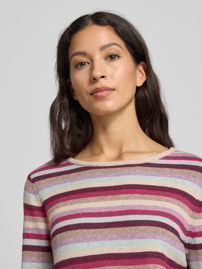 Christian Berg Woman Gebreide pullover van viscosemix met ronde hals Metallic beige gemêleerd - 3