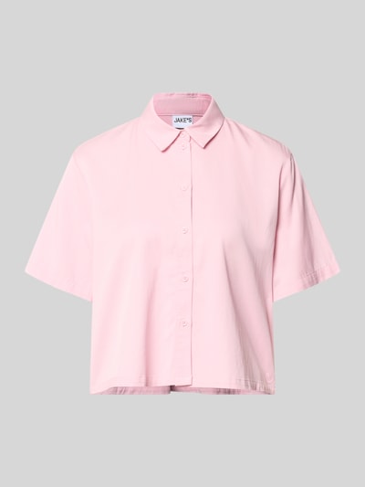 Produktfoto, Boxy Fit Bluse aus Lyocell-Baumwoll-Mix von Jake*s Casual in Rosa, Hemdblusenkragen, Knopfleiste, glatte Struktur