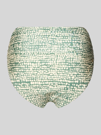 Produktfoto, High Waist Bikini-Slip mit Raffungen Modell 'Cascis' von Barts, Material-Mix mit Stretch-Anteil, grünes Punktmuster, Damen
