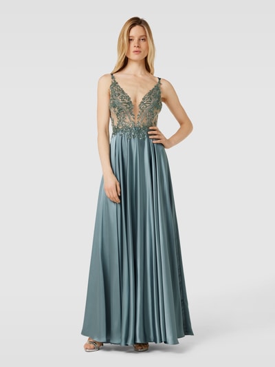 Luxuar Abendkleid mit Paillettenbesatz Silber 4