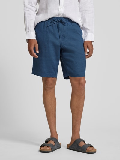 Tommy Hilfiger Regular fit linnen bermuda met tunnelkoord, model 'HARLEM' Oceaanblauw - 4