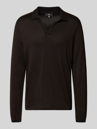 Cinque Regular fit poloshirt met V-hals, model 'BOLLO' Donkerbruin - 2