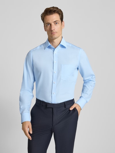 OLYMP Regular fit vrijetijdsoverhemd met logostitching, model 'New' Bleu - 4