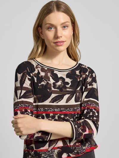 Betty Barclay T-shirt in all-over look met 3/4-mouwen Zwart - 3