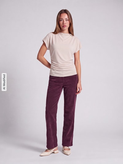 MAC Weite Hose mit Viskose-Anteil Modell 'CHIARA' Aubergine 1