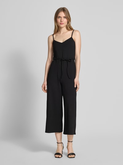 Jake*s Casual Jumpsuit aus Viskose-Mix mit Spaghettiträgern und Bindegürtel Black 4