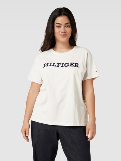 Tommy Hilfiger Curve PLUS SIZE T-shirt met labelstitching Wit - 4