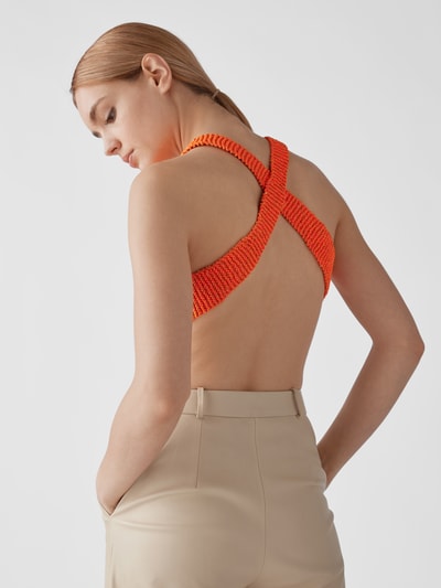 Helmut Lang Rückenfreies Crop Top mit Strickmuster Orange 3