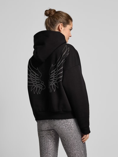 Review Hoodie met labelprint Zwart - 5