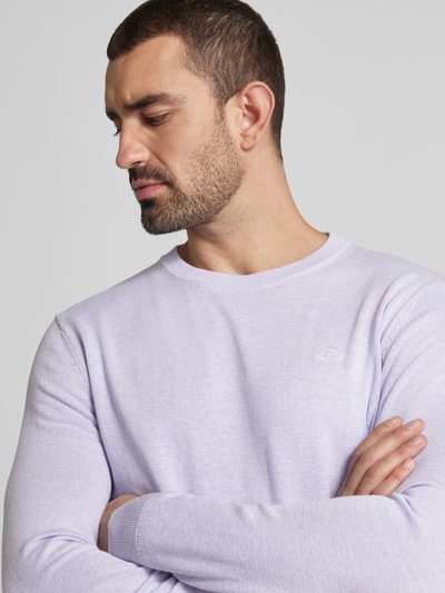 Tom Tailor Regular Fit Strickpullover aus reiner Baumwolle Lavender 3