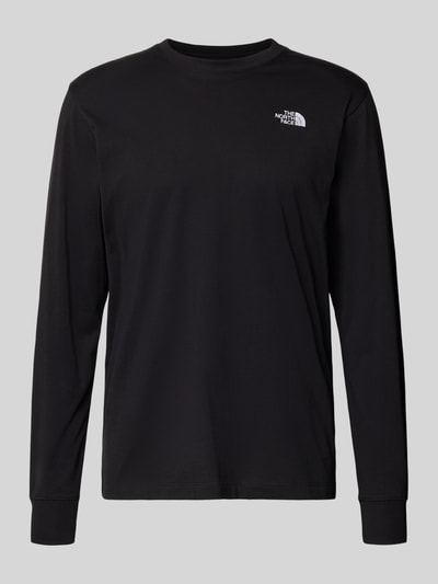 Produktfoto, Bluzka z długim rękawem mit Label-Stitching von The North Face, mieszanka bawełny, krój regular fit, okrągły dekolt, długość tyłu w rozmiarze M 70 cm, czarna, gładka struktura