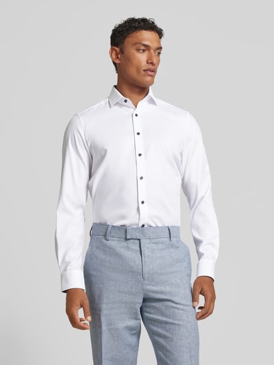 OLYMP Level Five Slim Fit Businesshemd aus Uni Struktur Weiss 4