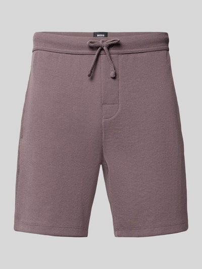 Produktfoto, Regular Fit Sweatshorts aus Baumwoll-Mix von BOSS, look: effen, patroon: wafelstructuur, tunnelkoord, elastische pijpboord, zij-steekzakken, katoenmix.