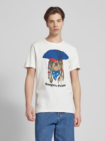 Blend T-shirt z nadrukiem z motywem i napisem Złamany biały 4