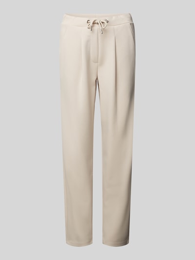 monari Tapered Fit Stoffhose mit Bundfalten Beige 2