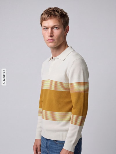 Selected Regular Fit Pullover aus reiner Baumwolle GELB 3