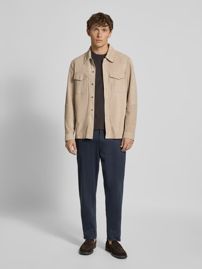 JOOP! Collection Hemdjacke aus Ziegenvelours mit Brusttaschen Modell 'Torn' Beige 1