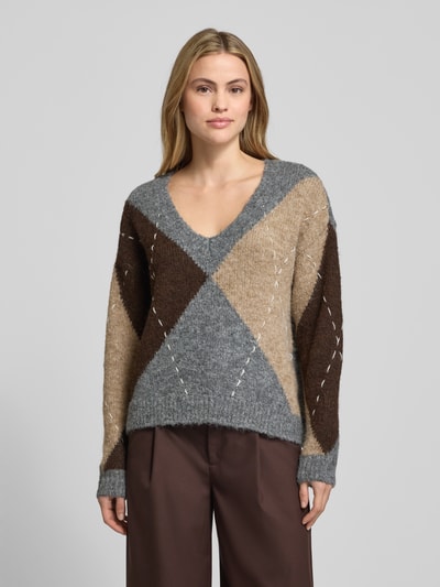 Vero Moda Oversized Strickpullover mit Woll-Anteil Modell 'BLISS LS' Mittelgrau Melange 4