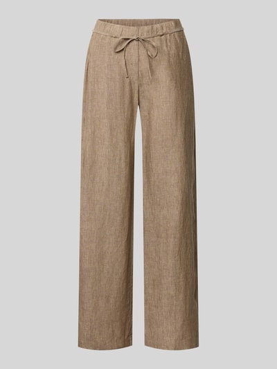 Produktfoto, Leinenhose mit Bindegürtel Modell 'Chiara' von MAC, czysty len, krój wide leg fit, elastyczny pasek, kieszenie francuskie, szerokość w rozmiarze 36/32: 40 cm, długość nogawki wewnętrznej 84 cm