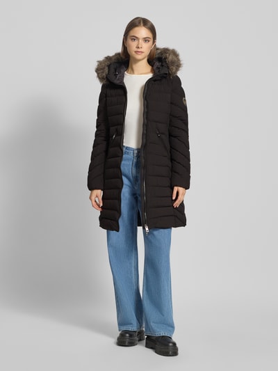 Superdry Regular Fit Steppmantel mit Kunstfellbesatz Modell 'Fuji' Black 1