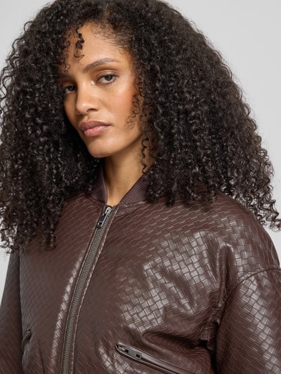 ROTATE Cropped Jacke mit Reißverschluss Mittelbraun 3